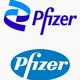 Pfizer's new logo shown on top, old logo below.